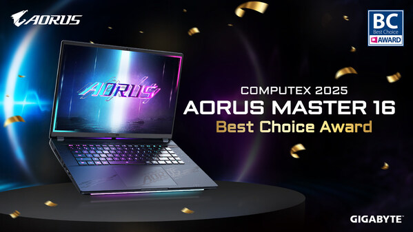 기가바이트 AORUS MASTER 16 AI PC, 업계 정상급 혁신으로 컴퓨텍스 2025 베스트 초이스 어워드 수상