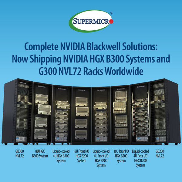 슈퍼마이크로, NVIDIA Blackwell Ultra 시스템 및 랙 ‘플러그 앤 플레이’ 데이터센터 규모 솔루션 대량 출하 개시