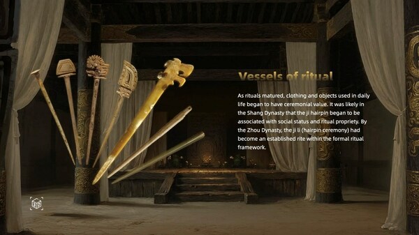 A screenshot from the virtual exhibition showing hairpins from Shang Dynasty. /CGTN