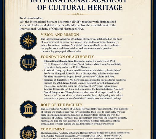 INSF Proclaims the Establishment of the International Heritage Academy (IHA)