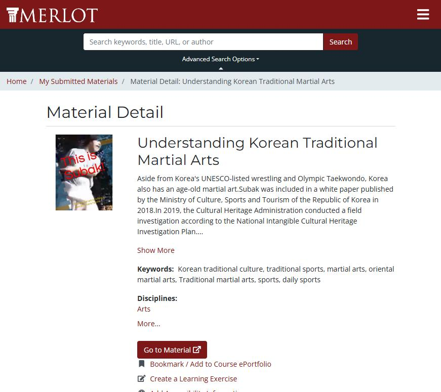 World Subak Federation advances Global Standardization of Korean Traditional Martial Art via MERLOT Academic Registry and Hybrid International Education System