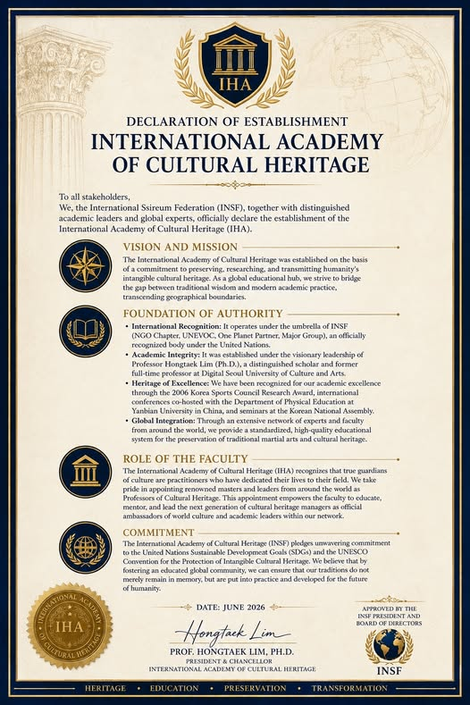 INSF Proclaims the Establishment of the International Heritage Academy (IHA)